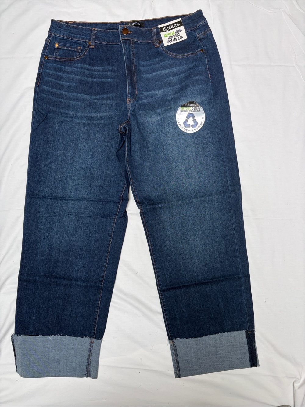 d. jeans Wide Leg Cropped Dark Blue Denim Pants